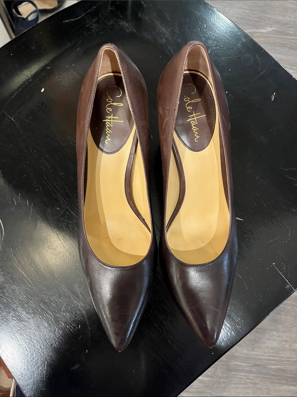 Cole Haan Brown Leather Pointed Toe Pumps